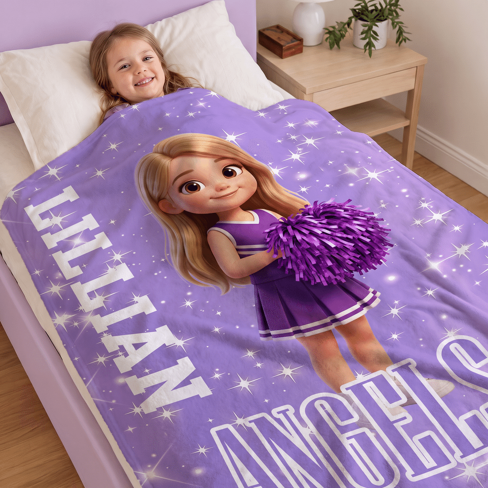 Personalized Multicolor Cheerleader Girl Photo Soft Skin-Friendly Blanket with Name Home Decor Cheer Team Birthday Gift for Cheerleader 4