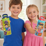 Personalized Cartoon Kid Photo Name 12 oz Insulated Water Bottle with Straw and Handle Back to School Birthday Gift for Boys Girls
