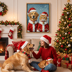 Personalized Christmas Pet Photo Oil Painting Style Canvas Prints with Text Home Decor Ship from USA Christmas New Year Birthday Gift for Pet Owners