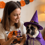 Personalized Halloween Pumpkin Witch Ghost Pet Photo Figurine with Text and Wooden Base Desk Decor Halloween Gift for Pet Owner Lover