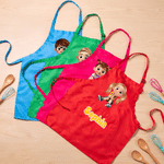 Personalized Cute Cartoon Kids Character Adjustable Apron Chef Hat Set with Name and Pocket Cooking Birthday Gift for Boys Girls