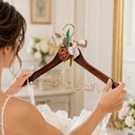 Personalised Bow Flower Aluminium Wire Wooden Hanger with Name Dressing Room Decor Wedding Bridal Shower Gift for Bride Bridesmaid