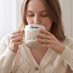 Personalized Multicolor Birth Flower 12 oz Ceramic Mug with Name Daily Use Anniversary Birthday Gift for Woman Coworker Friend Daughter