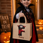 Sac fourre-tout personnalisé sur le thème d'Halloween, avec initiale et grande capacité, cadeau pour la fête d'Halloween (« Trick or Treat ») destiné aux enfants et aux passionnés d'Halloween