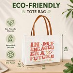 Personalised In My Engaged Era Future Ring Heart Canvas Tote Bag with PU Leather Handle and Name Engagement Bridal Shower Gift for Women Bridesmaids