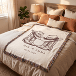 Personalized Western Mr. & Mrs. Cowboy Boots Tassel Soft Throw Blanket with Names and Date Home Decor Birthday Anniversary Gift for Couples