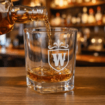 Personalized Engraved Initial Retro Whiskey Glass Set with Wooden Box and Coaster Birthday Graduation Anniversary Gift for Dad Husband Friend
