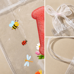 Personalized Pink Blue Bow Cute Cartoon Animal Initial Transparent Bag with Name Daily Use Travel Birthday Gift for Boys Girls