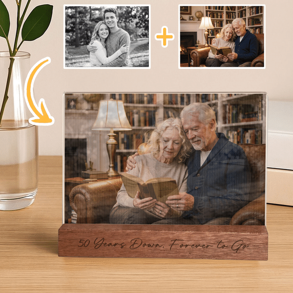 Personalized Lenticular Photo Collage Acrylic Plaque with Text Home Decor Family Reunion Birthday Anniversary Gift for Couple Mom Grandma
