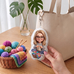 Personalized Cartoon Knitting Character Plush Keychain Bag Charm Birthday Anniversary Gift for Knitting Lover Mom Grandma