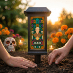 Personalized Paper-Cutting Art Photo Design Garden Light with Name Garden Cemetrey Decor Halloween Day of the Dead Gift for Friends Family