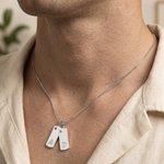 Personligt, minimalistiskt, rektangulärt hänge med ingraverad bokstav – halsband med 1–6 födelsestenar, till bröllopsdagar och fars dag för män och pappor