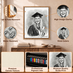 Personalized Sketch Portrait Photo Canvas Prints with Name Ship from USA Birthday Promotion Graduation Anniversary Memorial  Gift for Family Friends