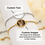 Personalised Heat-Activated Hidden Photo Adjustable Bracelet with Engraved Text Memorable Birthday Anniversary Gift for Women Men
