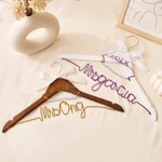 Personalized Bow Peal Wooden Wedding Dress Hanger with Wire Text and Date Dressing Room Decor Wedding Bridal Shower Gift for Bride Bridesmaid
