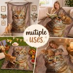 Personalised Pet Oil Painting Photo Tassel Soft Throw Blanket with Name Home Decor Birthday Gift for Pet Lover