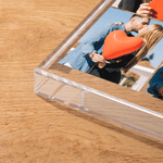 Personalized Four-Panel Collage Photo Heart Square Acrylic Plaque with Initial and Date Anniversary Birthday Gift for Wife Husband Couple
