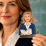 Personalised Teacher Portrait Photo Acrylic Fridge Magnet with Text Back to School Teacher's Day Birthday Gift for Teacher Educator