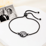 Personalised Heat-Activated Hidden Photo Adjustable Bracelet with Engraved Text Memorable Birthday Anniversary Gift for Women Men