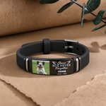 Personalized Pet Photo Adjustable Bracelet with Name and Date Memorial Sympathy Gift for Pet Owners Lovers Friends
