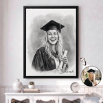 Personalized Sketch Portrait Photo Canvas Prints with Name Ship from USA Birthday Promotion Graduation Anniversary Memorial  Gift for Family Friends