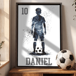 Personalised Soccer Splatter Silhouette Framed Canvas Print with Name Home Decor Ship from USA Birthday Gift for Soccer Players Boys Girls