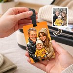 Personalisierter Kofferanhänger mit witziger Karikatur vom Foto | Gepäckanhänger mit Adressschild | Reise Geschenk für Reisende Paare & Familien