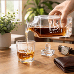 Personalized In My Engaged Era Whiskey Decanter Glasses Wooden Box Set with Name Engagement Wedding Gift for Couple Whiskey Lover