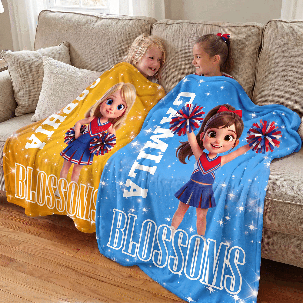 Personalized Multicolor Cheerleader Girl Photo Soft Skin-Friendly Blanket with Name Home Decor Cheer Team Birthday Gift for Cheerleader 2