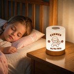 Veilleuse animal personnalisée avec nom et motif - LED tactile et réglable pour une douce lueur nocturne - Cadeau d'anniversaire pour enfants