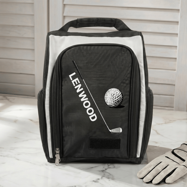 Personalised Golf Ball and Club Pattern Golf Shoes Bag with Name Multi-Compartment Sports Accessories Birthday Gift for Golf Lovers