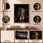 Stampa su tela grande personalizzata, con ritratto animale in nero e oro e nome - Regalo di compleanno e per la casa per amanti di animali
