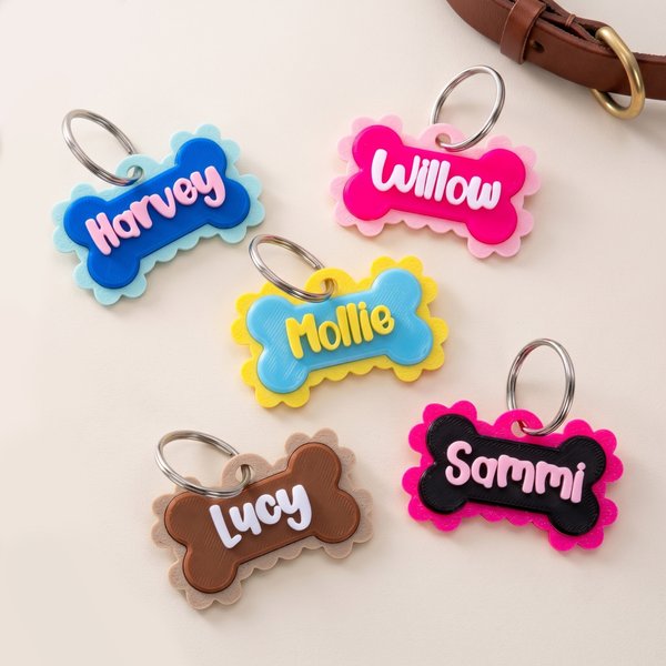 Personalized 3D Printed Bone Pet Name Tag with Phone Number  Dog ID Keychain Birthday Gift for Pet Owners Lovers