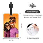 Personalisierter Kofferanhänger mit witziger Karikatur vom Foto | Gepäckanhänger mit Adressschild | Reise Geschenk für Reisende Paare & Familien