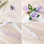 Personalised Bow Flower Aluminium Wire Wooden Hanger with Name Dressing Room Decor Wedding Bridal Shower Gift for Bride Bridesmaid