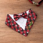Personalised Red Black Plaid Bowknot Tuxedo Style Dog Bandana with Embroidered Name Christmas Wedding Birthday Gift for Pet Lovers