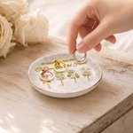 Personalised Vintage Birth Flower Ceramic Trinket Jewellery Dish with 1-10 Names Home Decor Anniversary Gift for Friends Besties