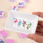 Personalized Chinese-Style Floral Ceramic Mahjong Dice Dish with Name Mahjong Game Night Family Gathering Gift for Mahjong Lovers