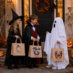 Sac fourre-tout personnalisé sur le thème d'Halloween, avec initiale et grande capacité, cadeau pour la fête d'Halloween (« Trick or Treat ») destiné aux enfants et aux passionnés d'Halloween