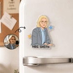 Personalised Teacher Portrait Photo Acrylic Fridge Magnet with Text Back to School Teacher's Day Birthday Gift for Teacher Educator