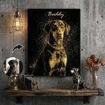 Stampa su tela grande personalizzata, con ritratto animale in nero e oro e nome - Regalo di compleanno e per la casa per amanti di animali