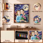 Personalized Halloween Starry Night Photo Canvas Prints with Name Living Room Decor Ship from USA Halloween Gift for Family Friends
