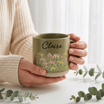 Personalized Multicolor Birth Flower 12 oz Ceramic Mug with Name Daily Use Anniversary Birthday Gift for Woman Coworker Friend Daughter