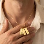 Personligt, minimalistiskt, rektangulärt hänge med ingraverad bokstav – halsband med 1–6 födelsestenar, till bröllopsdagar och fars dag för män och pappor
