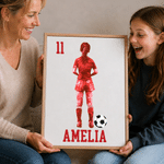 Personalised Soccer Splatter Silhouette Framed Canvas Print with Name Home Decor Ship from USA Birthday Gift for Soccer Players Boys Girls