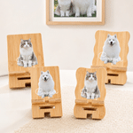 Personalized Pet Portrait Photo Wooden Phone Holder with Name Desk Decor Office Daily Use Birthday Gift for Pet Lovers