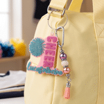 Personalized Glitter Bow Ribbon Cheering Horns Charm Keychain with Name and Tassel Sports Team Birthday Gift for Cheerleader
