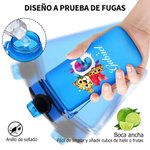 Botella de agua infantil personalizada con inicial y animal con pajita de silicona de 500 ml regalo de cumpleaños vuelta al cole para niños y niñas