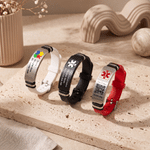 Personligt anpassat, justerbart ”Star of Life”-armband för medicinsk larmfunktion med ID-namnskylt och text – vardags- och resebruk, medicinsk present till patienter och barn
