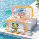 Personalised Palm Campervan Summer Pool Party Transparent Makeup Bag with Wrist Strap and Name Summer Holiday Pool Party Gift for Girls